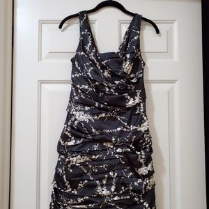 Express bodycon ruched black floral dress
